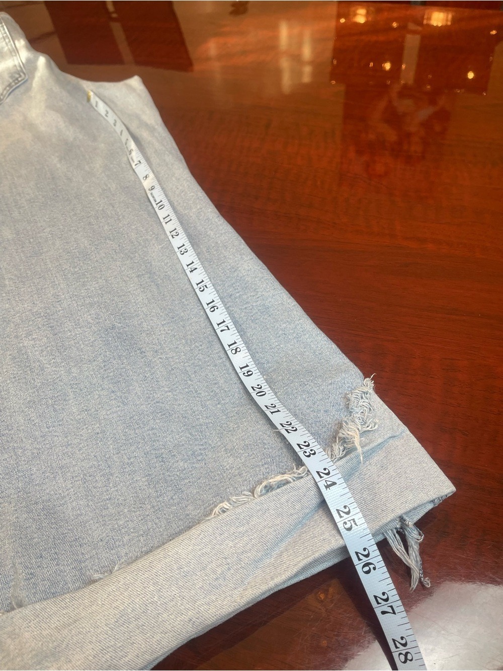 Pistola Lana High Rise Distressed Ultra-Wide-Leg Cuffed Jeans Light wash Sz 32 - Picture 12 of 16